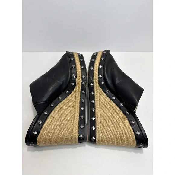 Women's Black Studded Chunky Platform Espadrilles Sz 8.5 Whimsigoth Y2K Grunge - Picture 9 of 13